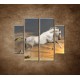 Obrazy na stenu - Kôň pri západe slnka - 4dielny 100x90cm