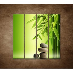 Obrazy na stenu - Bambus a kamene - 4dielny 120x120cm