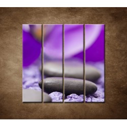 Obrazy na stenu - Kamene s fialovým kvetom - 4dielny 120x120cm