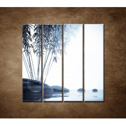Obrazy na stenu - Bambus a kamene na vode - 4dielny 120x120cm