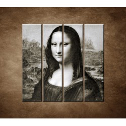 Obrazy na stenu - Čiernobiela Mona Lisa - 4dielny 120x120cm