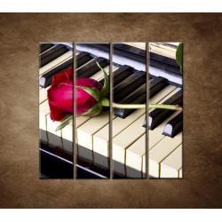 Obrazy na stenu - Ruža na klavíri - 4dielny 120x120cm