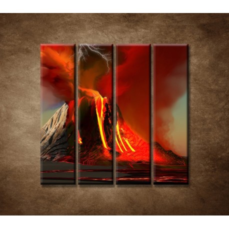 Obrazy na stenu - Sopka - 4dielny 120x120cm