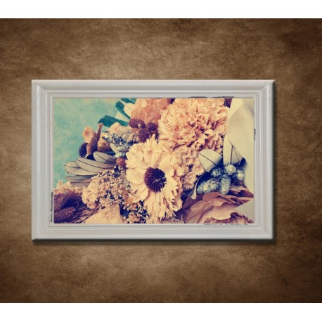 Obraz na stenu - Sušené kvety - bledý rám