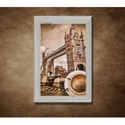 Obraz na stenu - Káva v Londýne 2 - bledý rám