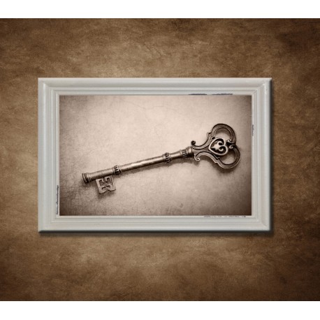 Obraz na stenu - Vintage kľúč - bledý rám