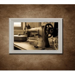 Obraz na stenu - Šijací stroj - bledý rám