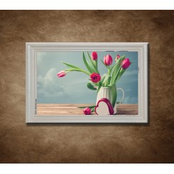 Obraz na stenu - Valentínske kvety - bledý rám