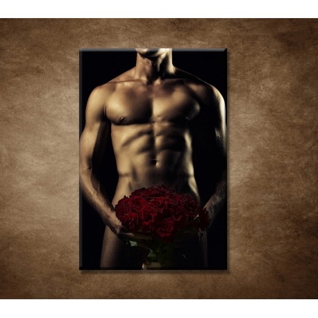 Obrazy na stenu - Sexi muž s ružami