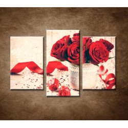 Obrazy na stenu - Valentínske ruže - 3dielny 75x50cm