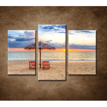 Obrazy na stenu - Slnečník na pláži - 3dielny 75x50cm
