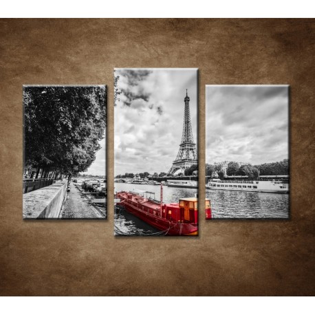 Obrazy na stenu - Červená loďka - 3-dielny 75x50cm