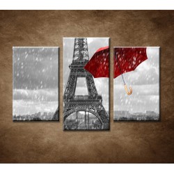 Obrazy na stenu - Červené dáždniky - 3-dielny 75x50cm