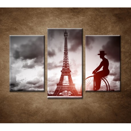 Obrazy na stenu - Muž na bicykli - 3-dielny 75x50cm