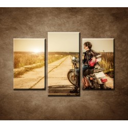 Obrazy na stenu - Motorkárka - 3dielny 75x50cm