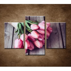 Obrazy na stenu - Jarné tulipány - 3dielny 90x60cm