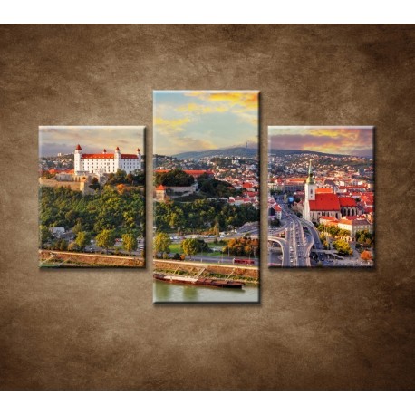 Obrazy na stenu - Západ slnka nad Bratislavou - 3dielny 90x60cm