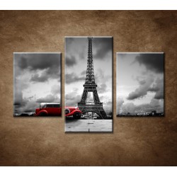 Obrazy na stenu - Retro auto v Paríži - 3dielny 90x60cm
