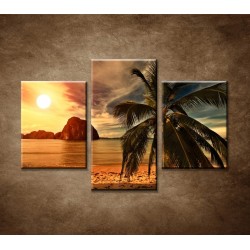 Obrazy na stenu - Západ slnka na pobreží - 3dielny 90x60cm
