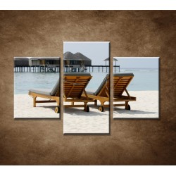 Obrazy na stenu - Lehátka na pláži - 3dielny 90x60cm
