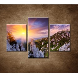 Obrazy na stenu - Západ slnka nad krajinou - 3dielny 90x60cm