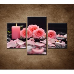 Obrazy na stenu - Ruže so sviečkou - 3dielny 90x60cm