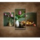 Obrazy na stenu - Zátišie s tulipánmi a jablkami - 3dielny 90x60cm