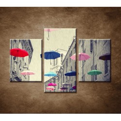 Obrazy na stenu - Farebné dáždniky - 3dielny 90x60cm