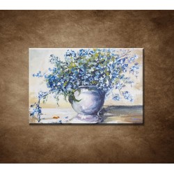 Obrazy na stenu - Olejomaľba - Kytica modrých kvetov