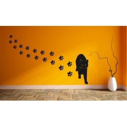 Nálepka na stenu - Mačka so stopami