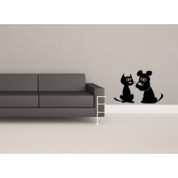 Nálepka na stenu - Mačka a pes 2