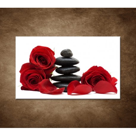 Obraz na stenu - Čierne kamene a červené ruže