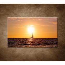 Obrazy na stenu - Západ slnka s jachtou