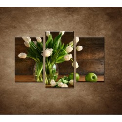 Obrazy na stenu - Tulipány vo váze - zátišie - 3dielny 75x50cm