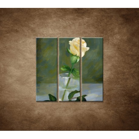 Obrazy na stenu - Maľovaná ruža - 3dielny 90x90cm