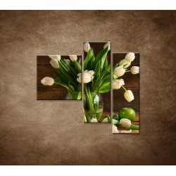 Obrazy na stenu - Tulipány vo váze - zátišie - 3dielny 110x90cm