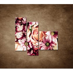 Obrazy na stenu - Kytica kvetov - 3dielny 110x90cm
