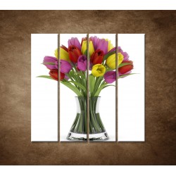Obrazy na stenu - Tulipány vo váze - 4dielny 120x120cm