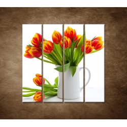 Obrazy na stenu - Červené tulipány - 4dielny 120x120cm