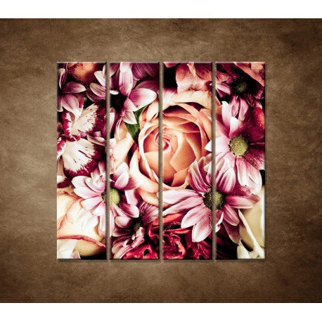 Obrazy na stenu - Kytica kvetov - 4dielny 120x120cm