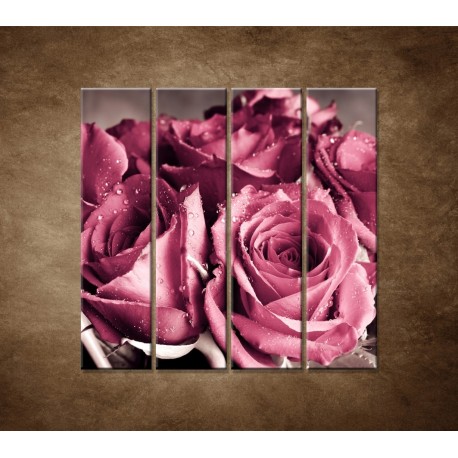 Obrazy na stenu - Kytica ruží - 4dielny 120x120cm