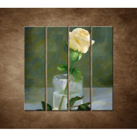 Obrazy na stenu - Maľovaná ruža - 4dielny 120x120cm