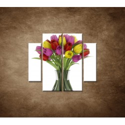 Obrazy na stenu - Tulipány vo váze - 4dielny 100x90cm