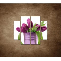Obrazy na stenu - Svieže tulipány - 4dielny 100x90cm