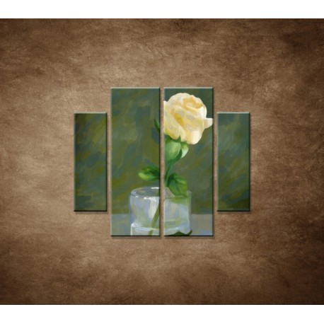 Obrazy na stenu - Maľovaná ruža - 4dielny 100x90cm