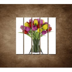 Obrazy na stenu - Tulipány vo váze - 5dielny 100x100cm